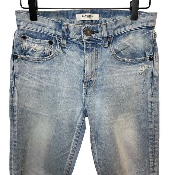 Moussy Vintage Vivian Skinny Jean Distressed In Light Wash Cropped Japan Size 25 - Picture 7 of 16